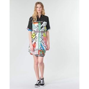 Desigual Multicolor Abstract Black Shirt Dress